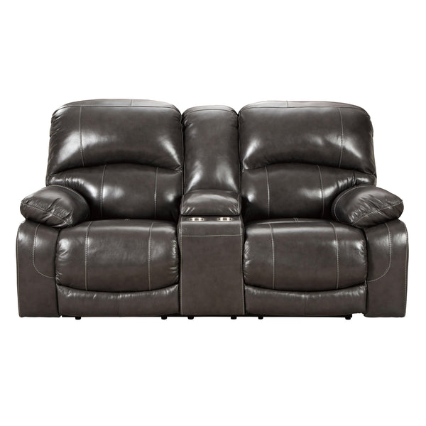 Signature Design by Ashley Hallstrung Power Reclining Leather Match Loveseat with Console U5240318 IMAGE 1