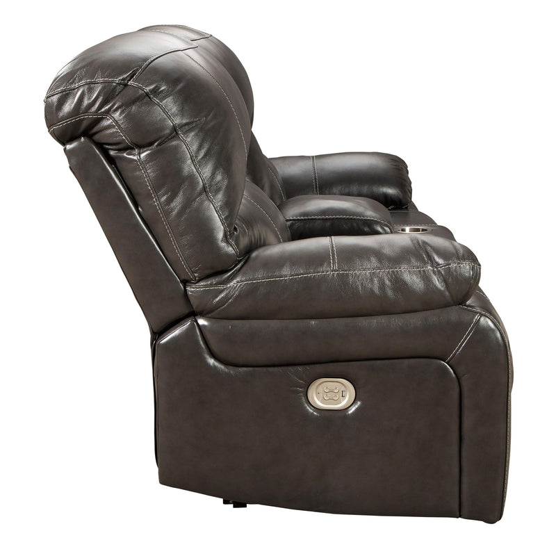 Signature Design by Ashley Hallstrung Power Reclining Leather Match Loveseat with Console U5240318 IMAGE 3