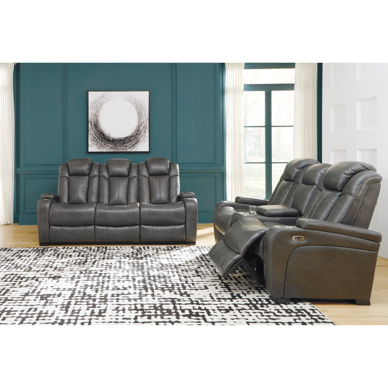 Signature Design by Ashley Turbulance Power Reclining Leather Look Sofa 8500115C IMAGE 9