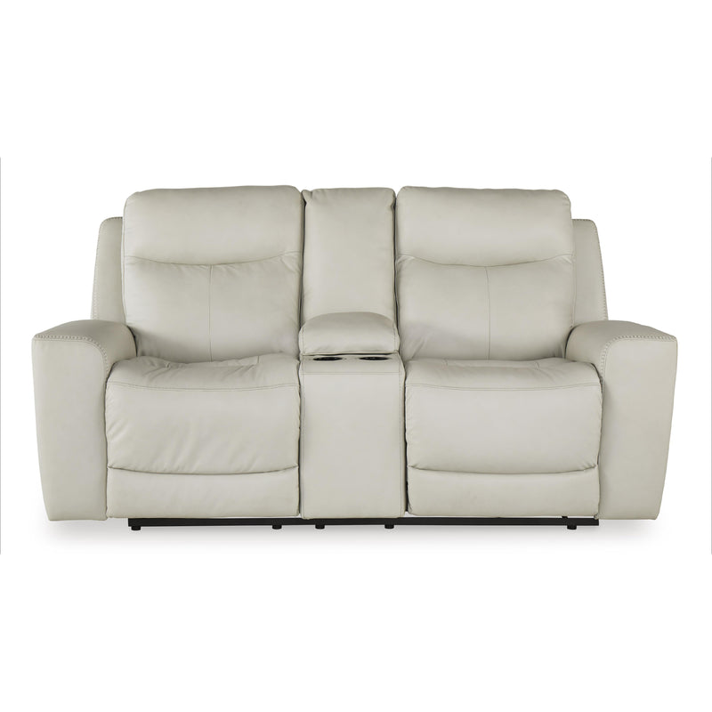 Signature Design by Ashley Mindanao Power Reclining Leather Match Loveseat U5950518C IMAGE 3