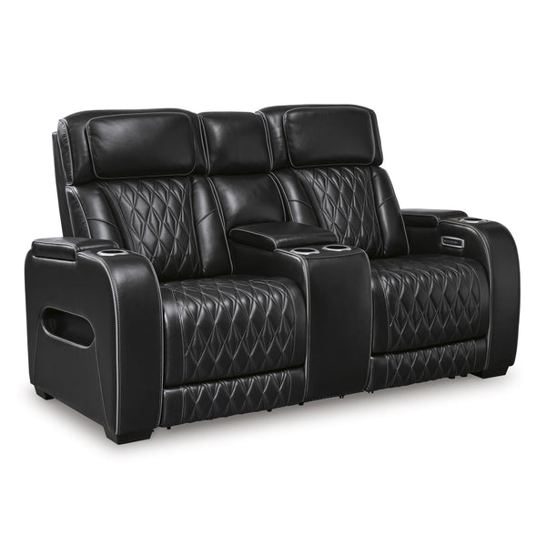 Signature Design by Ashley Boyington U2710618 Power Reclining Loveseat with Console and Adjustable Headrest IMAGE 1
