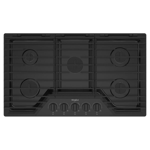 Whirlpool 36-inch Built-in Gas Cooktop with EZ-2-Lift™ Hinged Cast-Iron Grates WCGK5036PB IMAGE 1